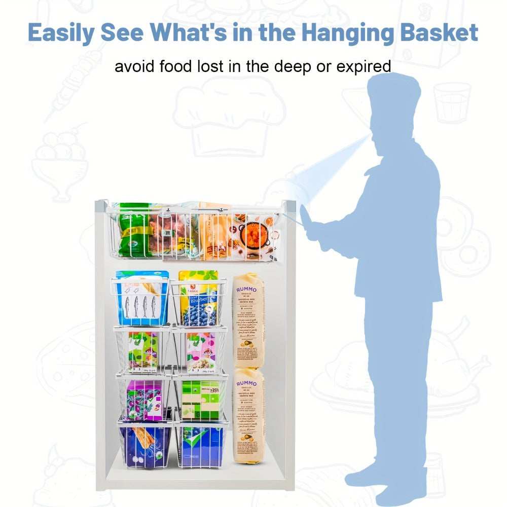 Freezer Organizer Bins, Expandable Chest Freezer Baskets with Hanging Handles ¨C Adjustable Wire Basket 15.6¡± to 24.3¡±, Heavy-Duty Iron Rust-Proof Deep Freezer Storage for Most Chest Freezers, 2 Pack
