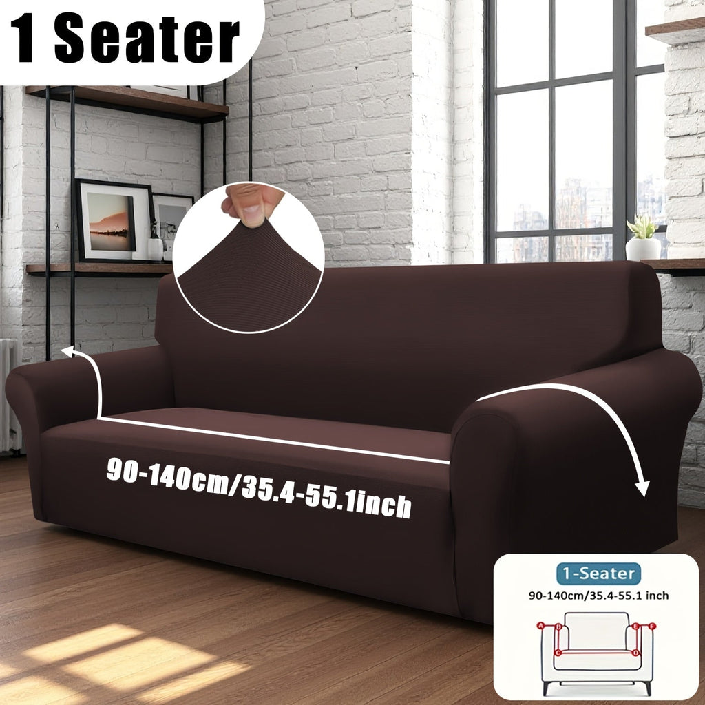 Stretch Sofa Cover Elastic Band | Milk Fiber Fabric Slipcover, Machine Washable Polyester Spandex, 1 to 4 Seater Armchair Couch Cover, Red Gray Blue Black Coffee, Home Decor