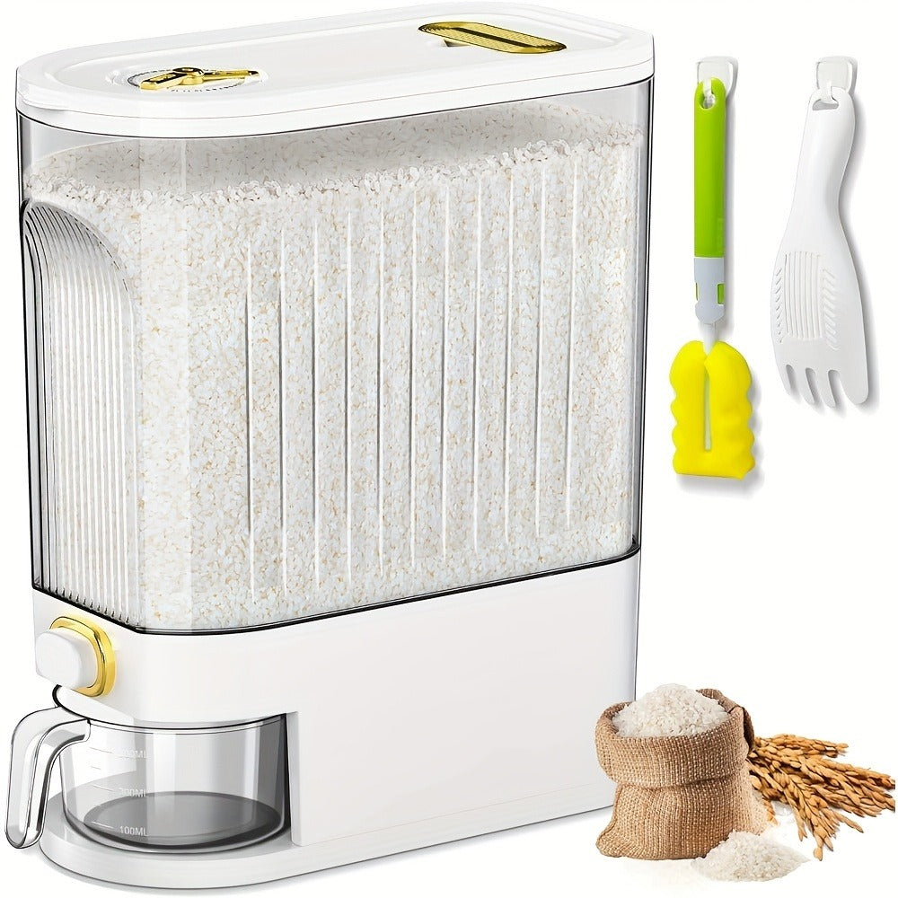 Rice Storage Container with Measuring Cup & Time Markings ¨C Large Capacity 11/22LB Airtight Grain Dry Food Pantry Kitchen Organizer