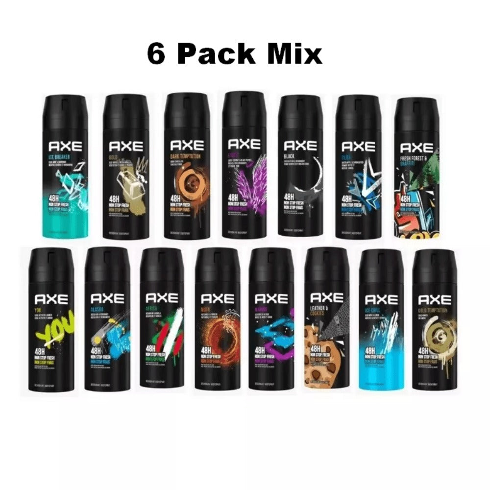6 Pack Axe Body Spray Variety Mix 150ml / 5 fl oz ¨C Men's Deodorant Spray Set
