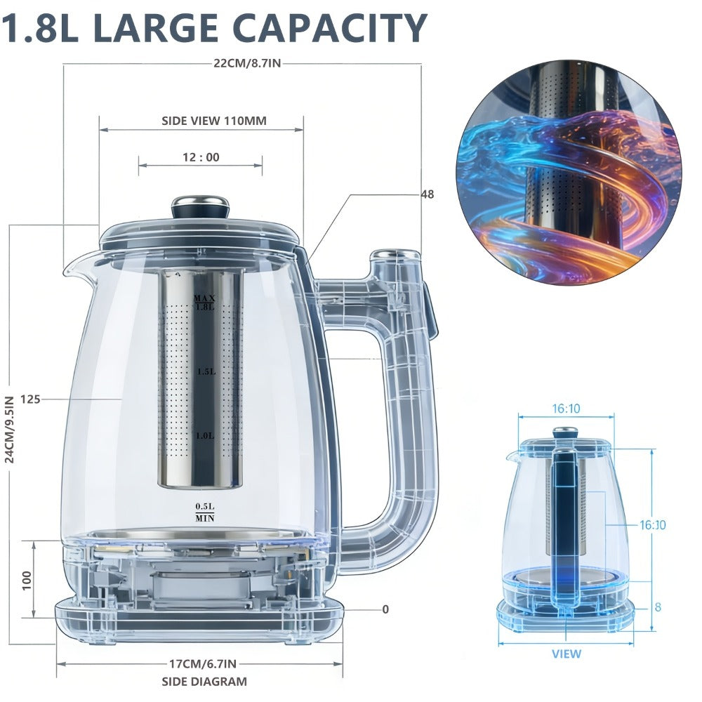 Electric Kettle 1.8L Stainless Steel ¨C Fast Boil with Auto Shut-Off, Boil-Dry Protection, Removable Filter & 360¡ã Swivel Base, BPA-Free Hot Water Kettle for Tea, Coffee & Baby Formula
