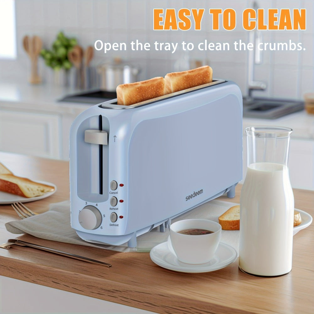 2-Slice Toaster Slim Ultra-Thin Design ¨C 6 Browning Settings, 10¡± Long Slot, Reheat & Defrost Functions, Auto Shut-Off, Removable Crumb Tray, 6 Colors Available