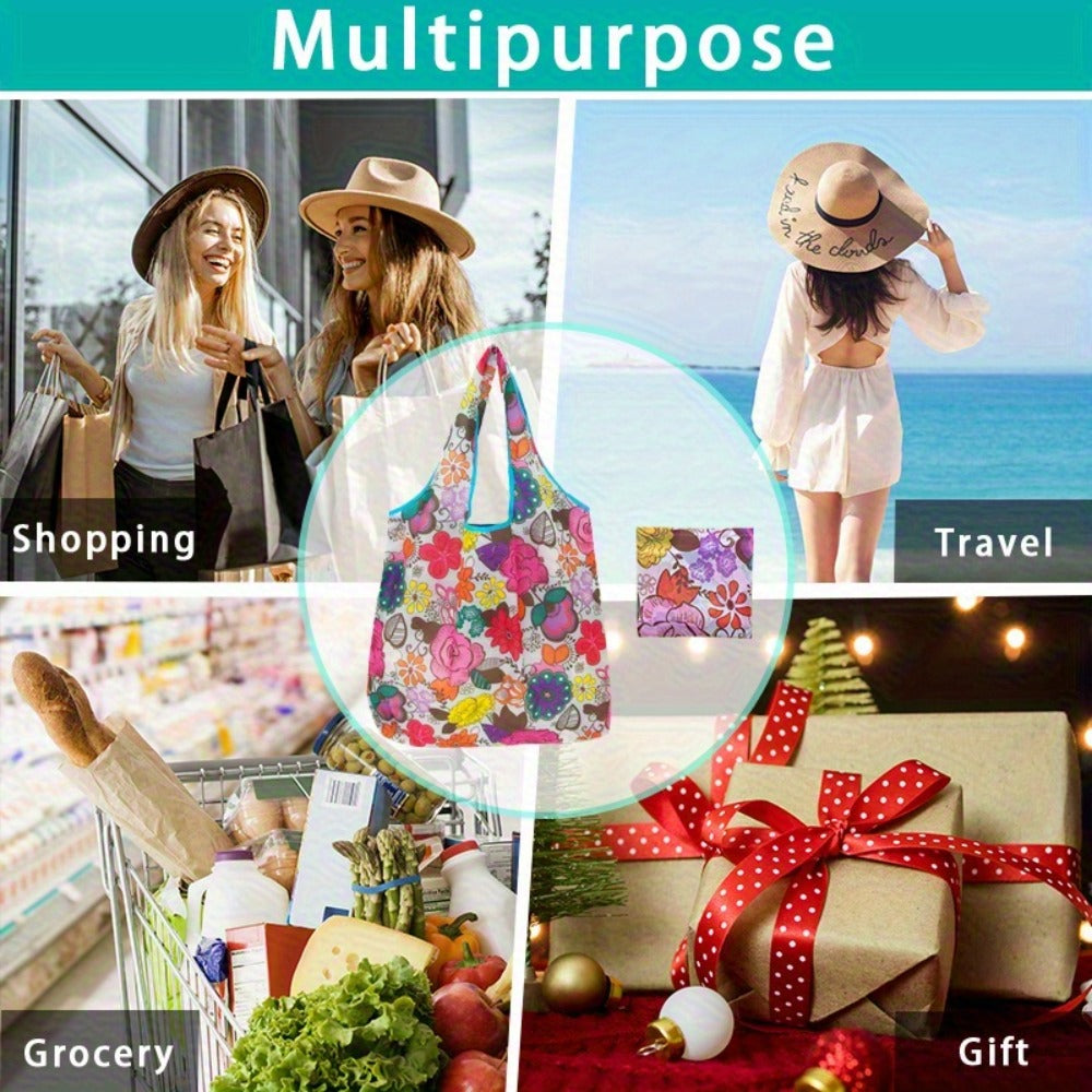 Reusable Shopping Bags Extra Large Set of 8 | 50 lb Foldable Zipper Tote Bags | Non-Woven Leak-Proof Machine Washable | Grocery Beach Picnic Bags Floral Animal Solid Patterns