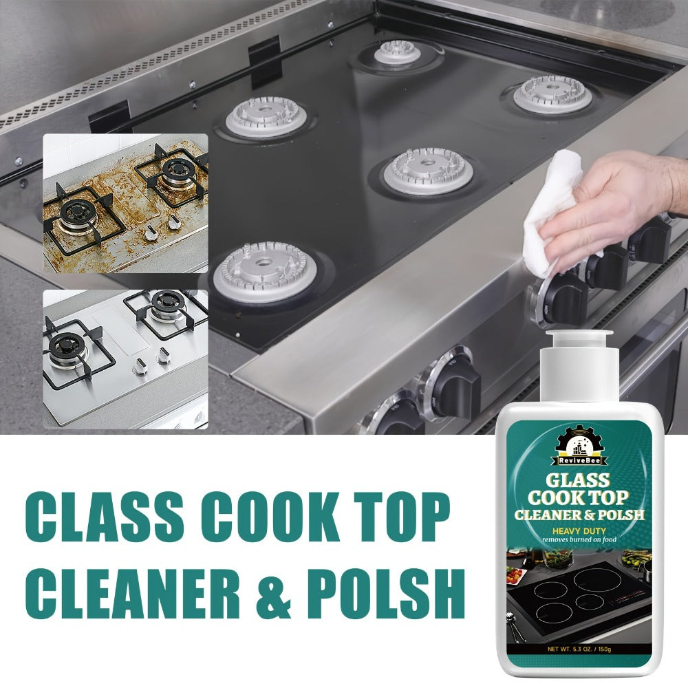 Glass Cooktop Cleaner and Polish ¨C Powerful Stain Remover, Removes Oil Film, Water Spots & Burnt-On Residue, Long-Lasting Surface Protection for Ceramic & Induction Cooktops ¨C 5 Pack Value Set