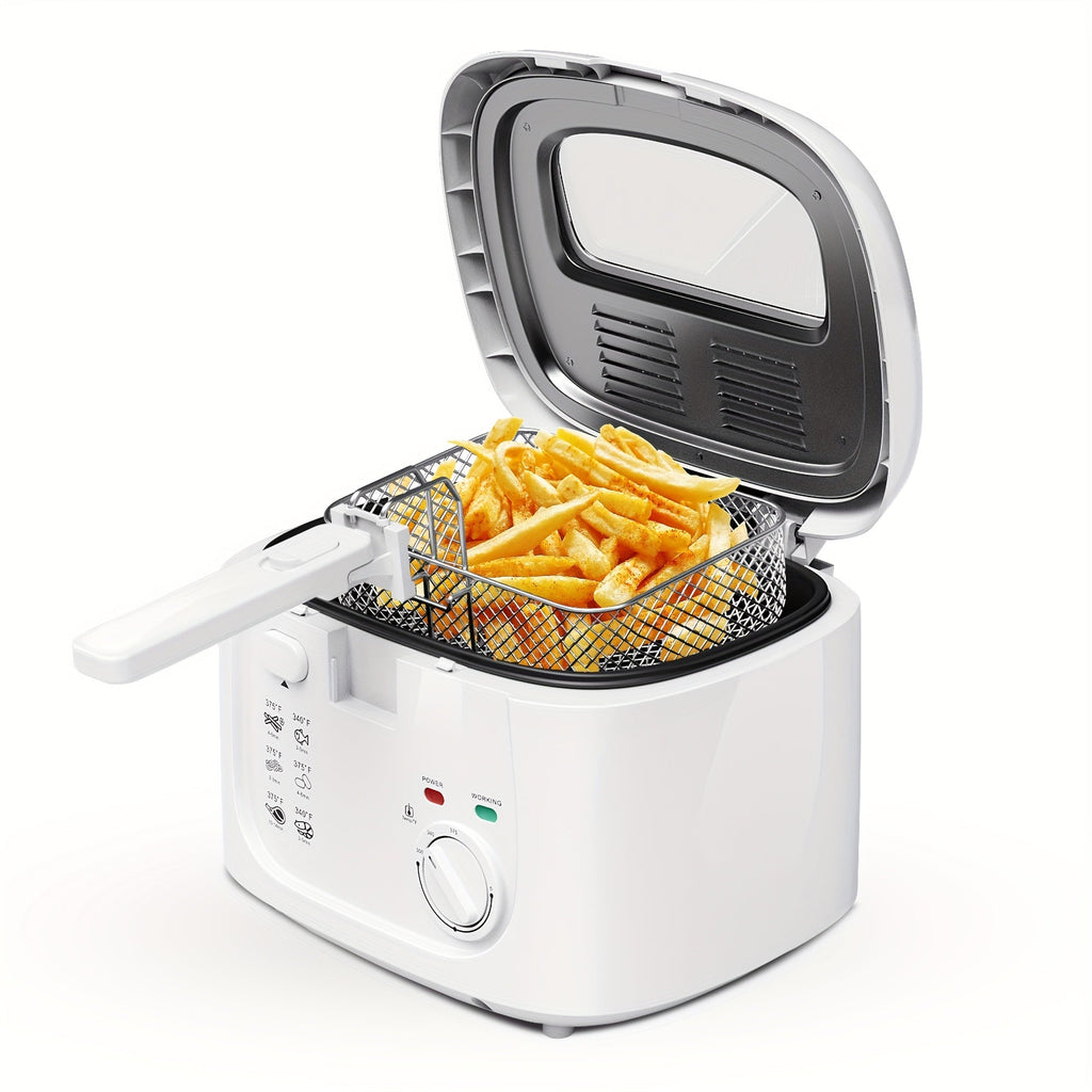 Electric Deep Fryer 1500W ¨C 84.54oz Large Capacity, Adjustable Temperature Control, Non-Stick Basket, Viewing Window, Removable Lid, One-Touch Switch, Easy to Clean, Black & White Options