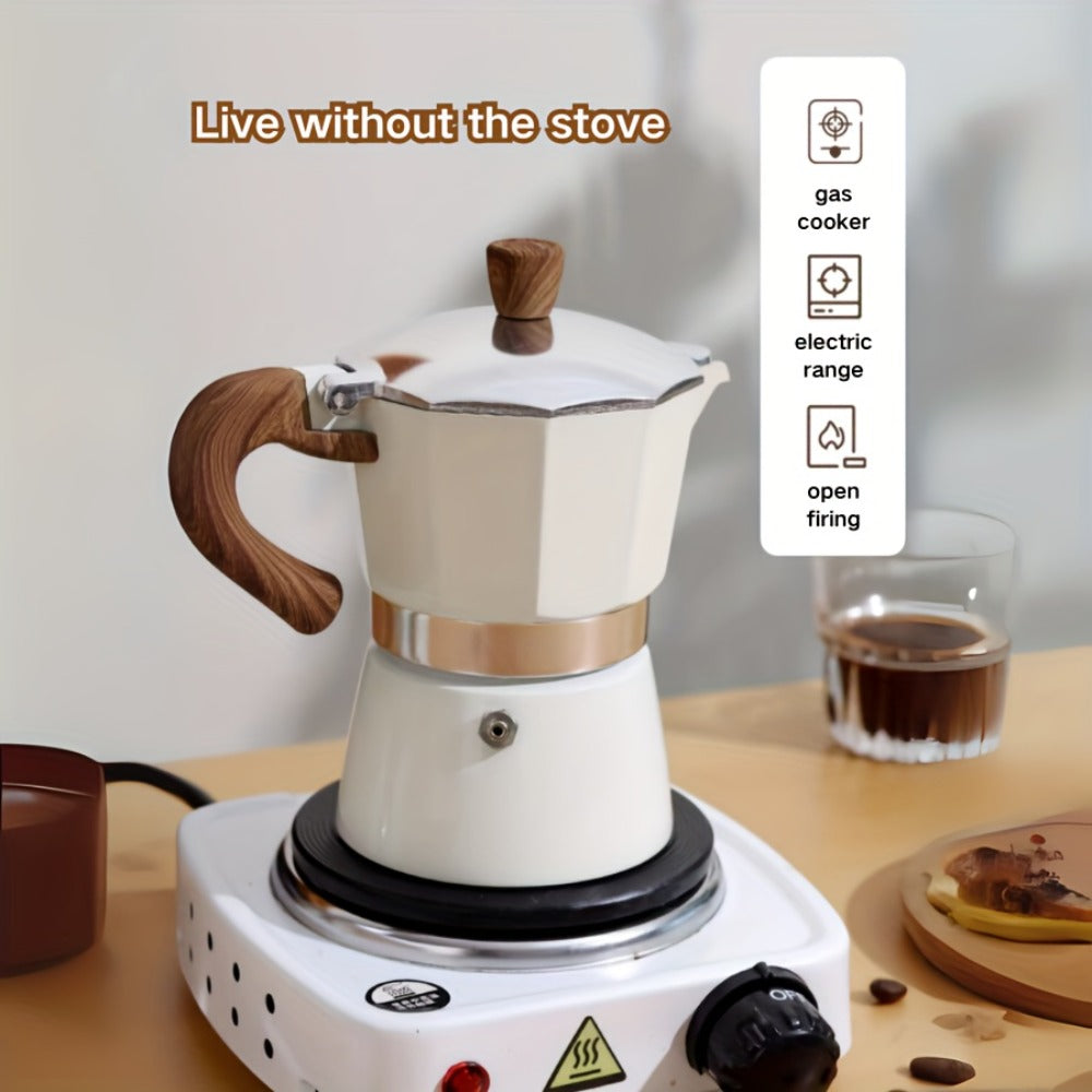 Moka Pot Stovetop Espresso Maker 150ml Classic Aluminum Italian Coffee Pot for Home Brewing Camping Cuban Cafe Style Easy to Use and Clean Multiple Colors Available