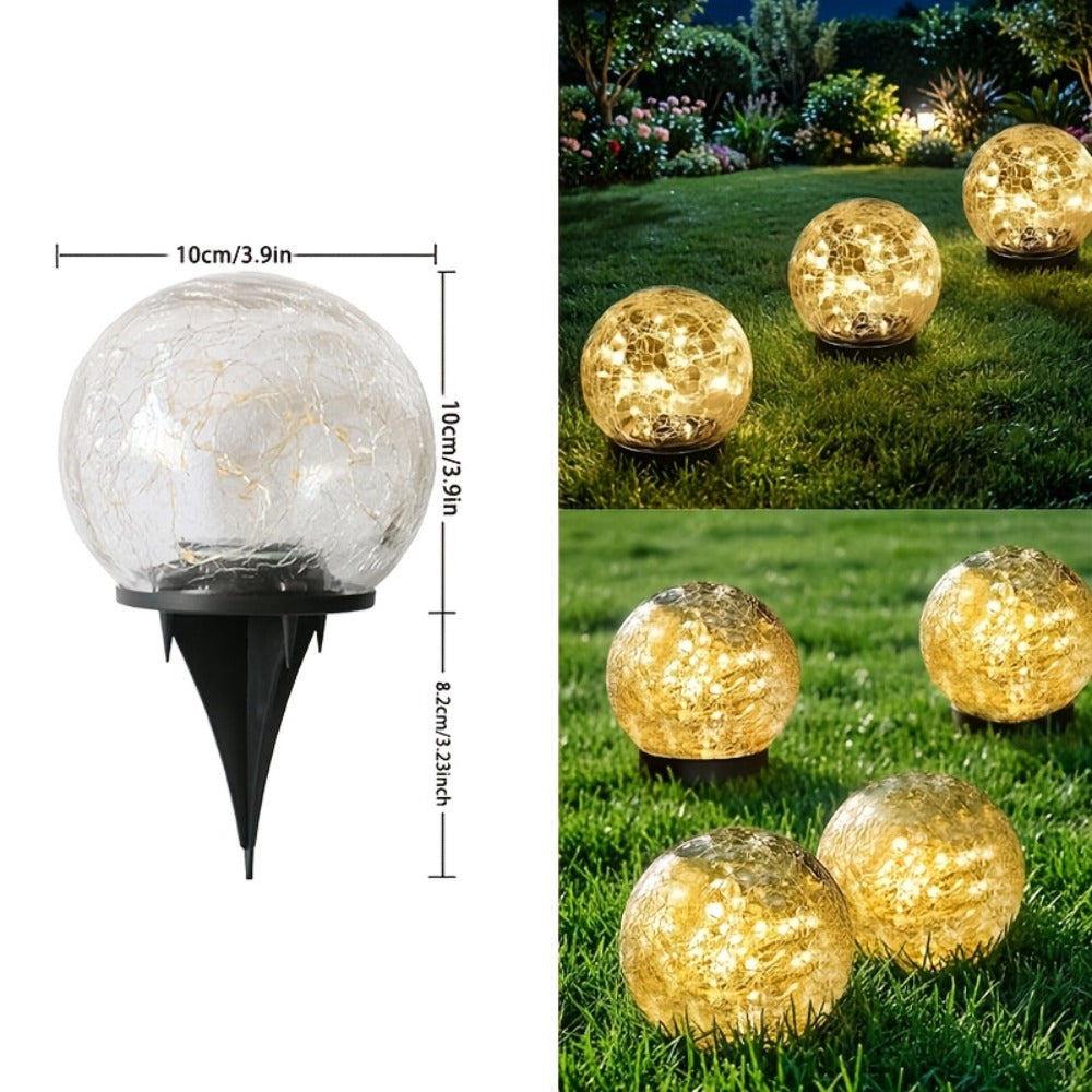 Solar Garden Lights Cracked Glass Ball ¨C LED Outdoor Decorative Solar Lawn Lights IP44 Waterproof with Ground Stake for Garden, Yard, Pathway & Lawn ¨C Set of 2 or 4