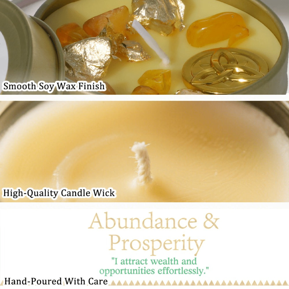 Manifestation Candles Scented Soy Wax with Golden Crystal ¨C Law of Attraction Abundance Candle for Meditation, Yoga & Focus | Spiritual Gift for Women with Guidance Card | Christmas, Birthday, New Year