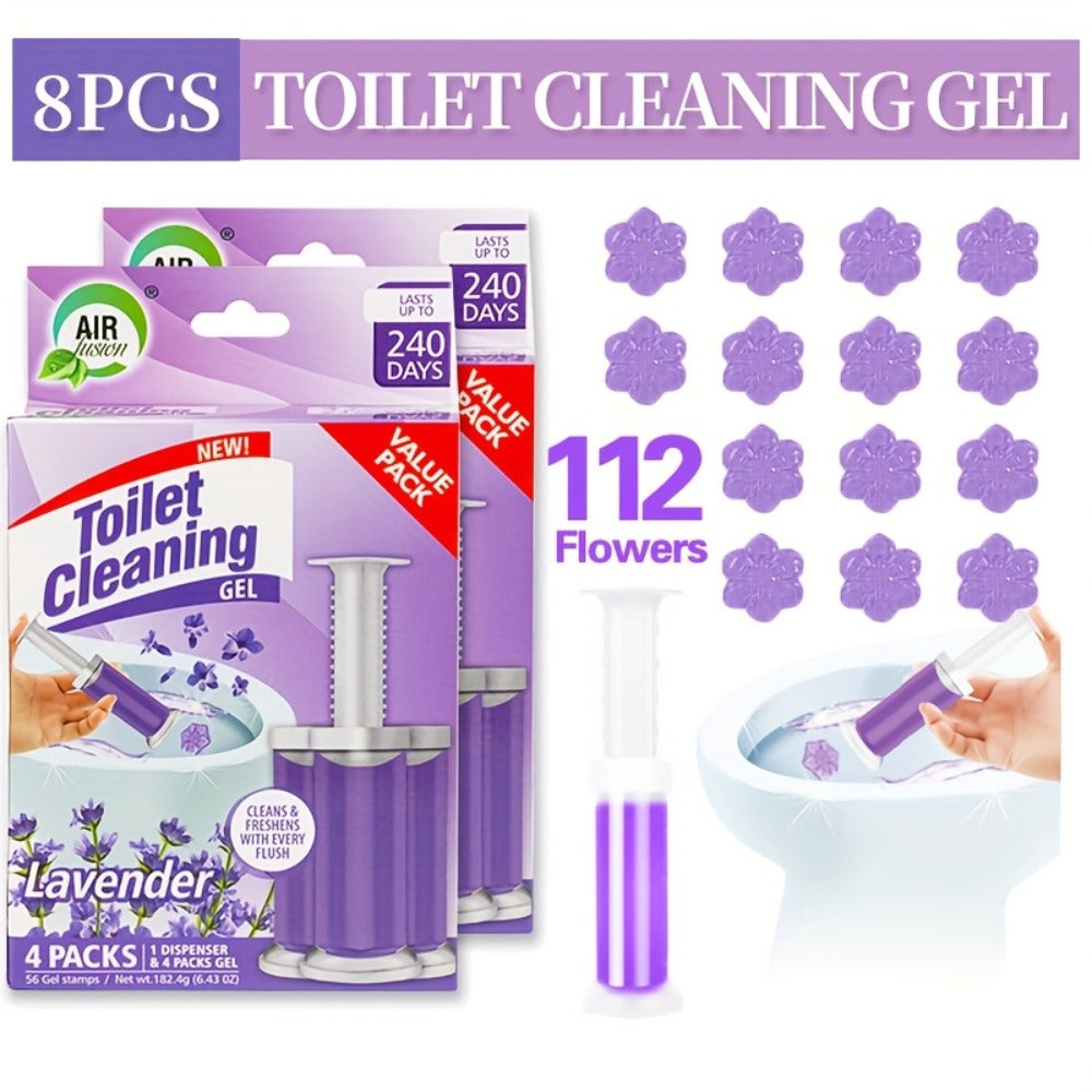 Toilet Cleaning Gel Stamp with Dispenser, Toilet Bowl Freshener & Cleaner Gel Stamps Prevent Scale & Toilet Ring, 6 Scents ¨C Ocean, Lavender, Floral, Peach, Lemon, Pine ¨C 4 Pcs or 8 Pcs Pack