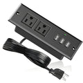 Recessed Power Strip Flush Mount Desk Outlet - 2 AC Outlets & 3 USB-A Ports, Desktop Charging Station with LED Indicator Light & 4.92FT Cord for Side Table, Sofa Table, Nightstand & Home Office