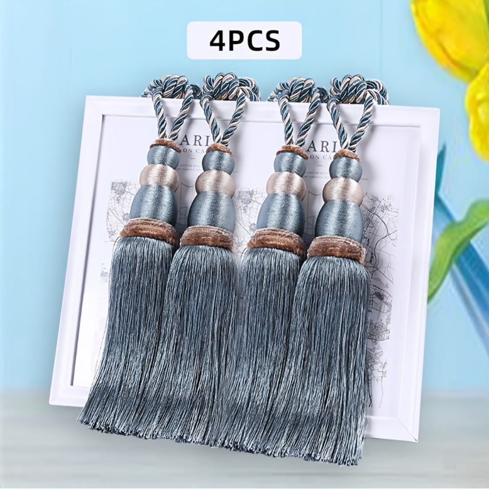 Curtain Tiebacks with Ball Tassels 4-Pack Silk Rope Curtain Ties Decorative Holdbacks for Window Dressing Home Decor
