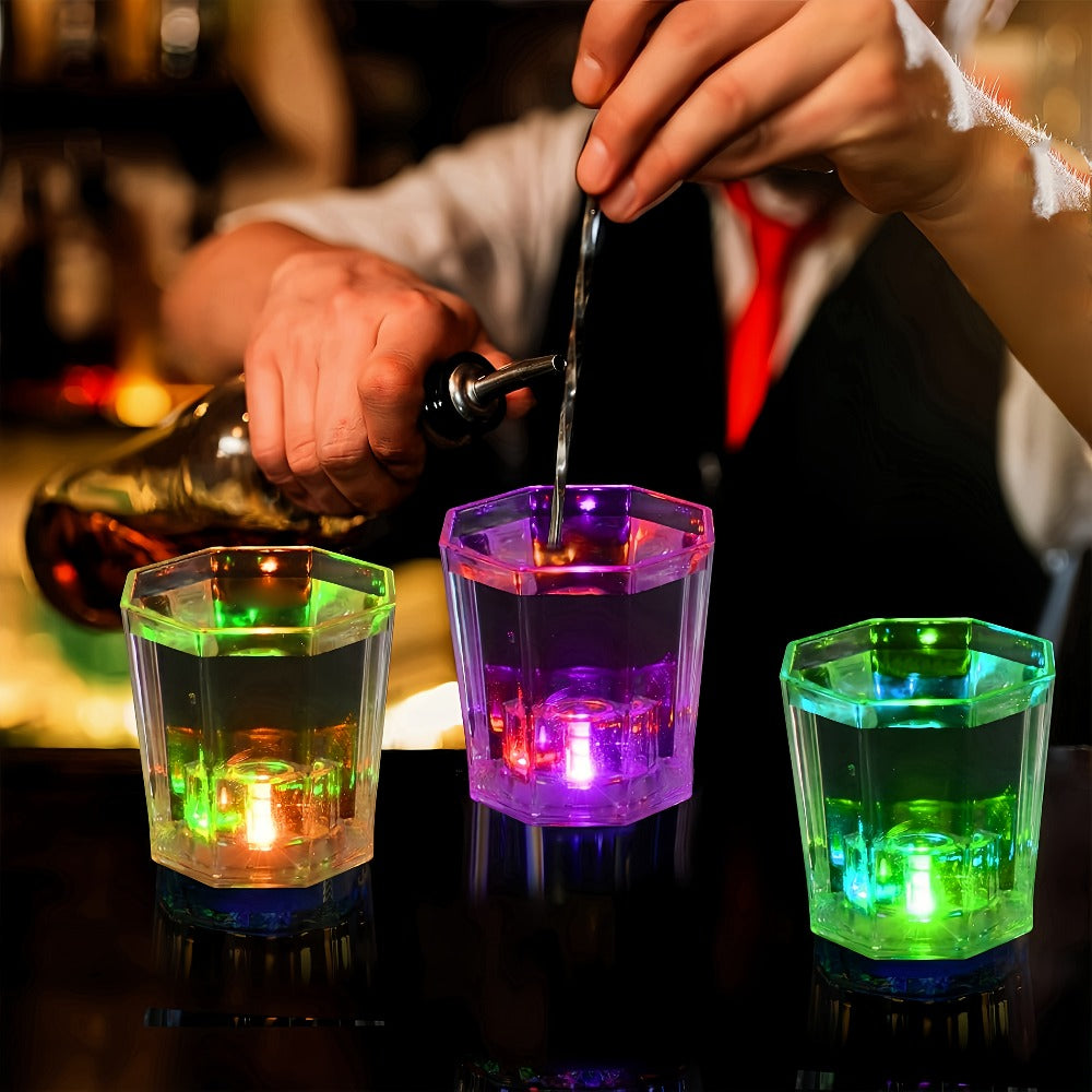LED Light-Up Party Wine Glasses Set ¨C 12 or 15pcs Glowing Plastic Cups with Colorful LED Lights for Birthday, Bar, Wedding, Holiday & Sports Events