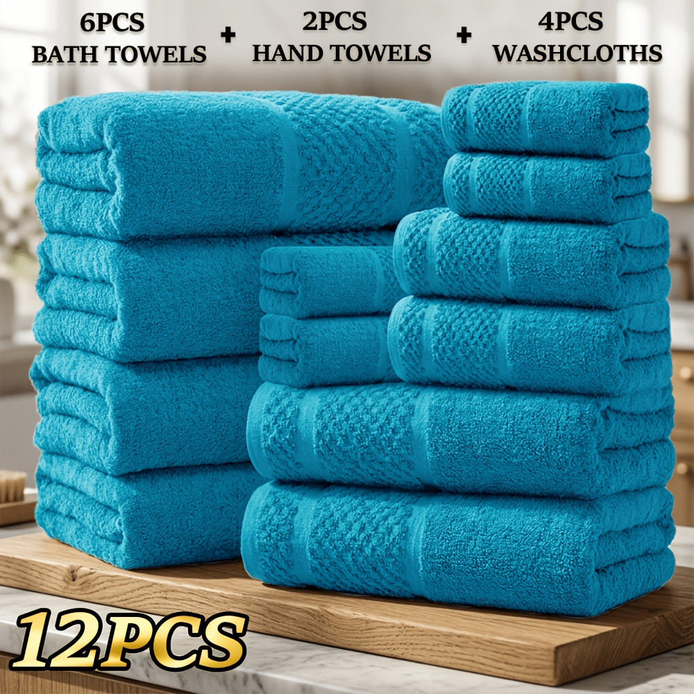 Bath Towel Set 450GSM Soft Absorbent - 12 16 18 Piece Cotton Blended Solid Color Bathroom Towels Set for Bath Hand Face | Hotel Spa Quality | Travel Shower Home | Multiple Colors & Sizes Available