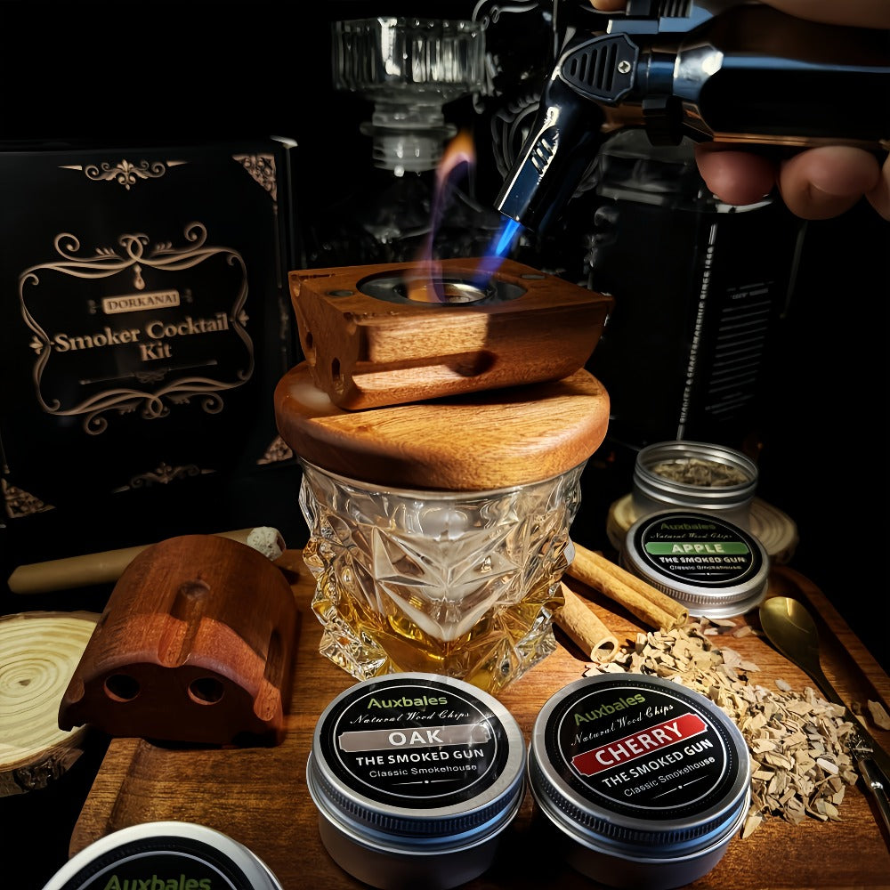 Whiskey Smoker Kit with 4 Wood Chip Flavors & Filters ¨C Cocktail Smoker Set, Whiskey Gifts for Men, Dad, Birthday, Father's Day, Christmas (No Butane)