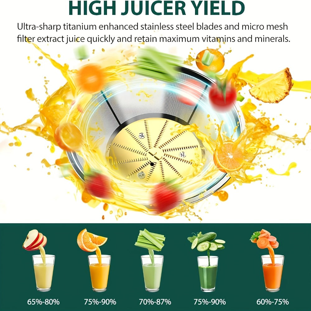 Compact Juicer for Fruits & Vegetables - Wide Opening for Easy Juice Extraction, BPA-Free, Dishwasher Safe, Easy to Clean, Healthy Lifestyle Juicer for Fresh Daily Juice & Tasty Beverages