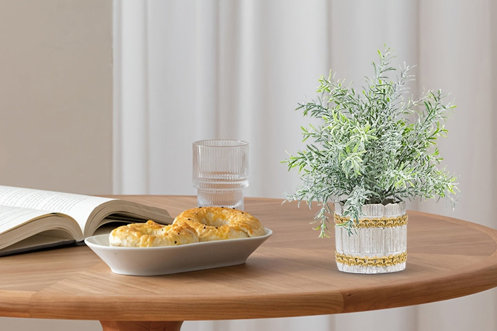 Fake Plants Artificial Plants Indoor 4-Pack Small Potted Greenery in Paper Pulp Pots | Faux Plants for Shelf Desk Home Office Farmhouse Bathroom Decor | Low-Maintenance Artificial Succulents Set