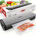 Vacuum Sealer Machine 80kPa Powerful Suction Automatic Food Sealer 125W Dry Wet Modes Stainless Steel Easy Clean Food Preservation System for Home Kitchen