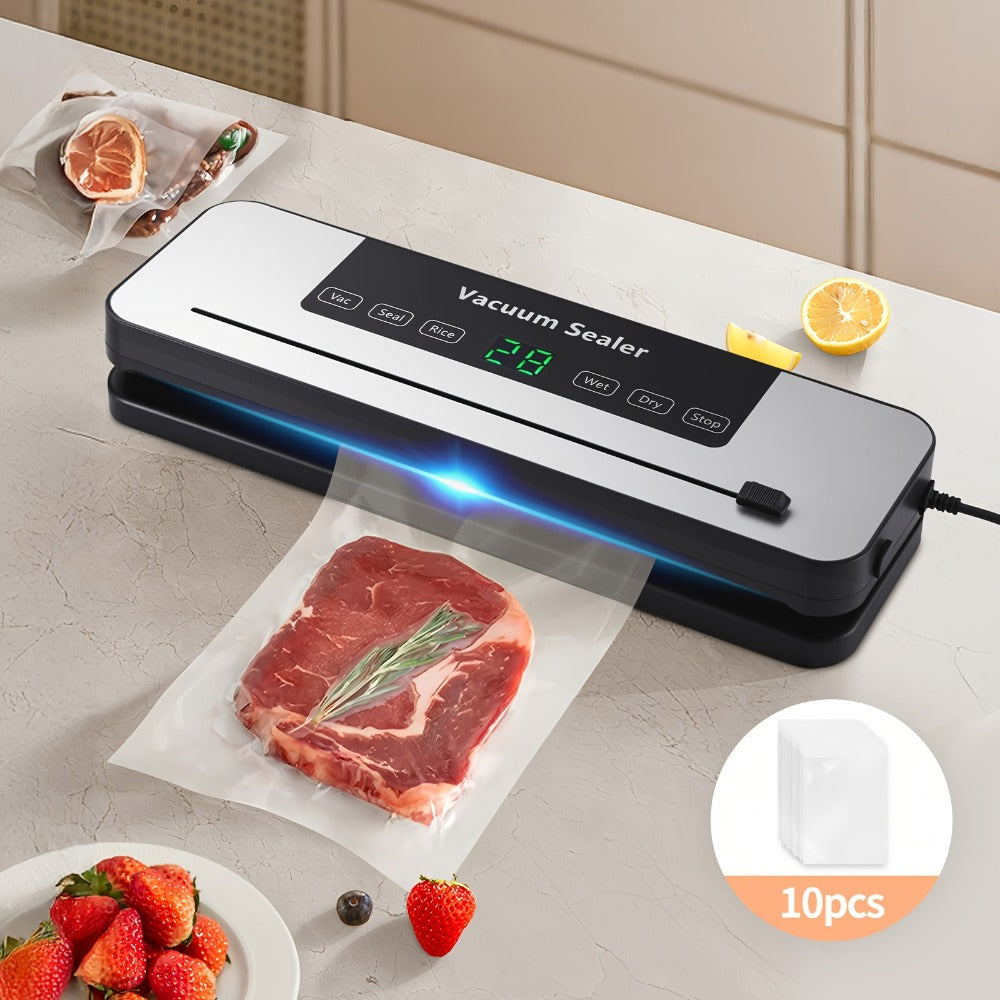 Vacuum Sealer Machine 6-in-1 Automatic Food Sealer 65Kpa Powerful Suction with Bags Cutter & Hose ¨C Sous Vide Compatible Food Storage Vacuum Sealer for Dry & Moist Foods