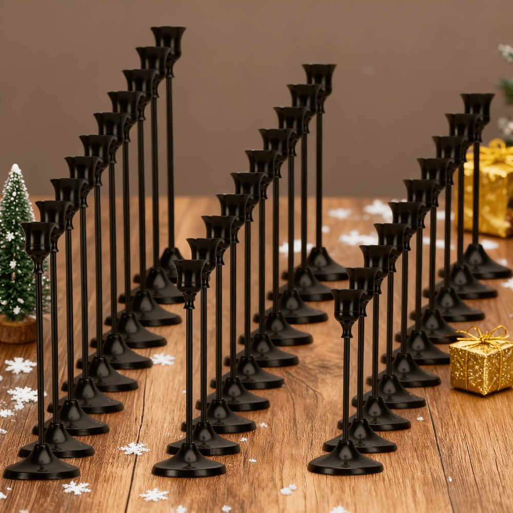 Cone Candle Holders Set of 30, Bulk Metal Candle Stands, Vintage Taper Candle Holders for Home Decor, Fireplace Centerpiece, Festive Dining Table Decorations