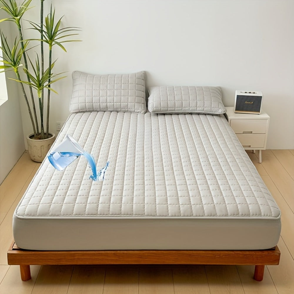 Quilted Waterproof Mattress Protector Soft Breathable Mattress Cover with Deep Pocket for Full Queen King - Solid Color Bedding Pad for Bedroom Guest Room Hotel Apartment School