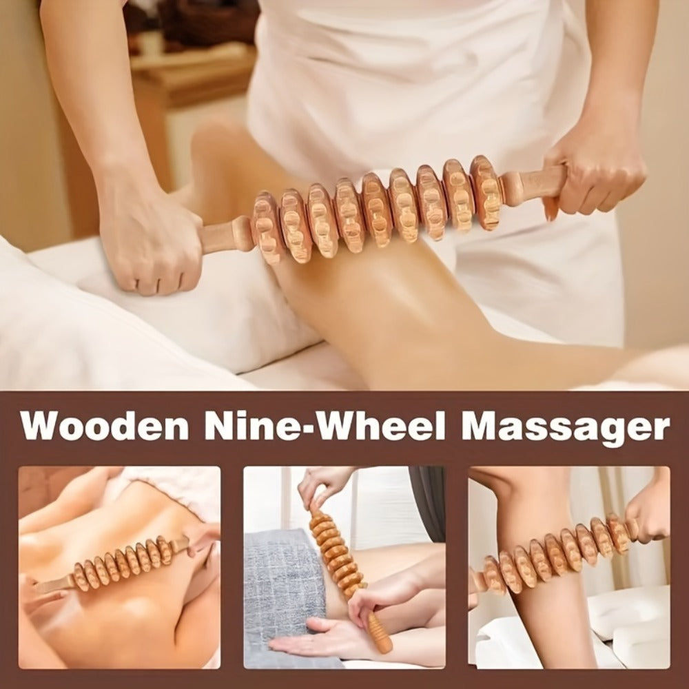 Wooden Massage Tool Set 6pcs Manual Facial Massager Kit with Wood Rollers Pointed Bead Textured Heads for Face Neck Full Body Relaxation Stress Relief Wellness Spa Gift for Women Men