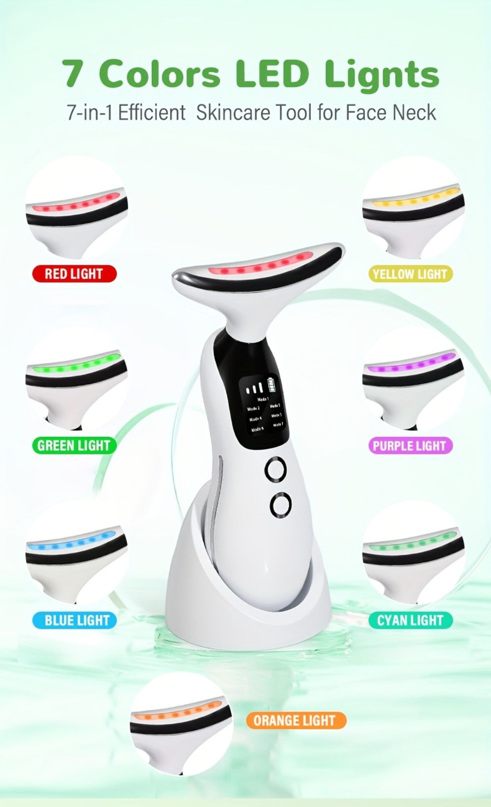 7-in-1 Neck Beauty Device with Base ¨C Multi-Functional Skincare Tool, USB Rechargeable, Anti-Aging Neck Firming & Lifting, Mother's Day Gift for Women