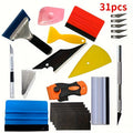 Car Window Tint Film Tool Kit 19/31pcs, Auto Window Film Installation Set with Squeegee Scraper, Plastic & Cowhide Scraper, Water Removal Tools for Car Wrap, Color Change & Transparent Film Application