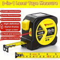 Laser Tape Measure 3-in-1 Digital Distance Meter 50M 165ft High Precision Infrared Rangefinder Smart HD Display USB Charging M In Ft Unit Switching Portable Measuring Tool