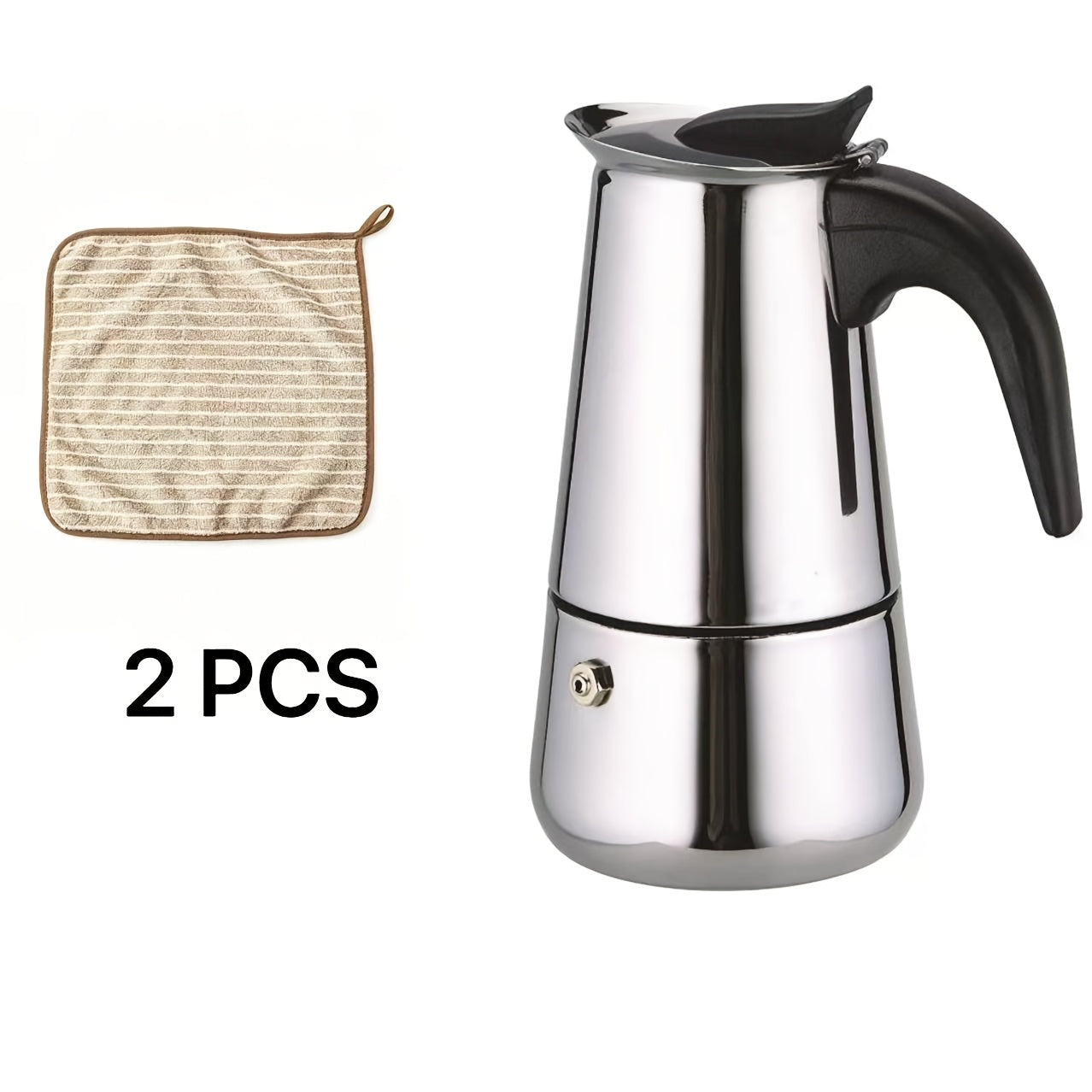 Stainless Steel Moka Pot Italian Espresso Maker ¨C 2/4/6/9 Cup Stovetop Coffee Maker, Straight Style Moka Express for Home, Camping & Outdoor Use, Includes Cleaning Cloth ¨C Professional Espresso Brewer