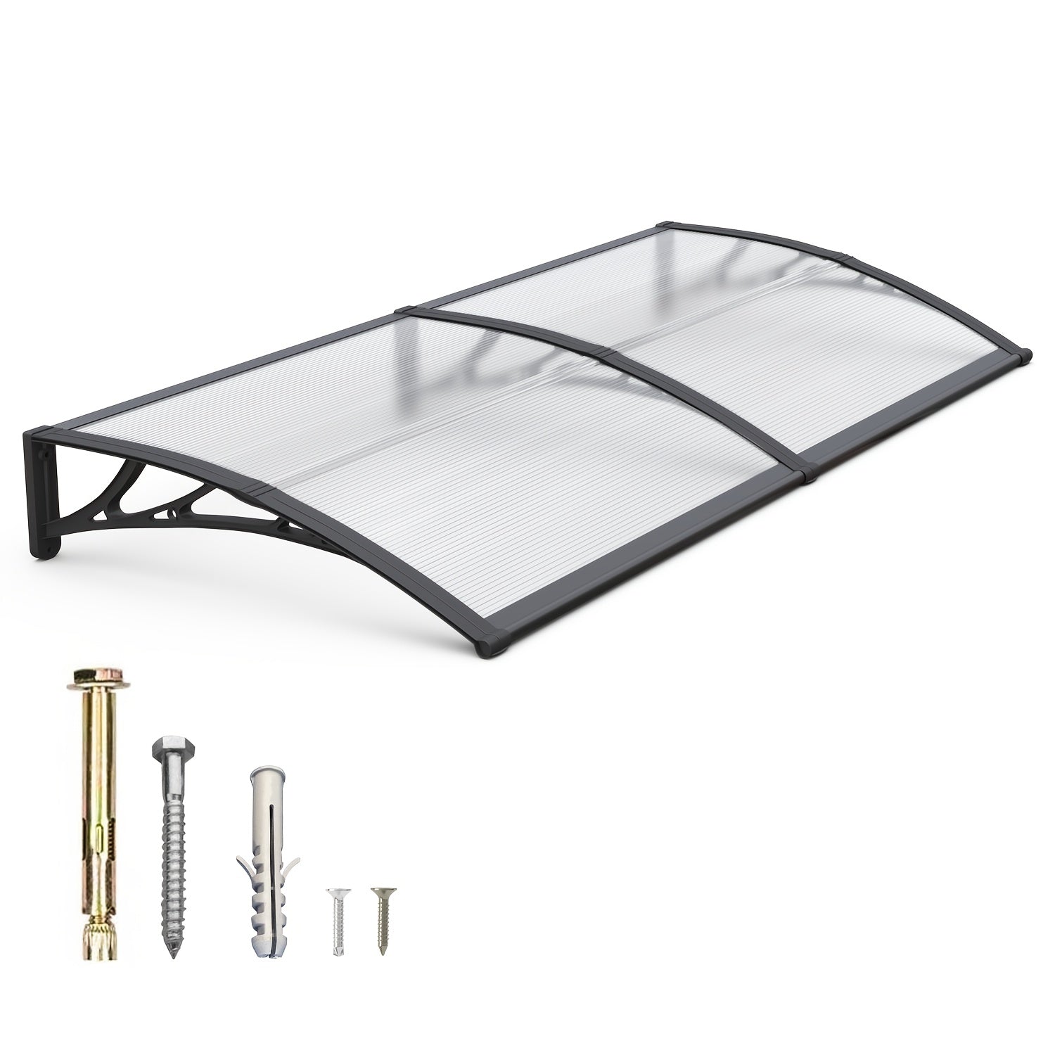 Window Awning Door Canopy Polycarbonate Overhang ¨C UPF 50+ UV & Rain Protection, Leak-Proof Hollow Sheet, Weather-Resistant Outdoor Patio Awning for Doorways, Windows, Storefronts ¨C Multiple Sizes & Colors