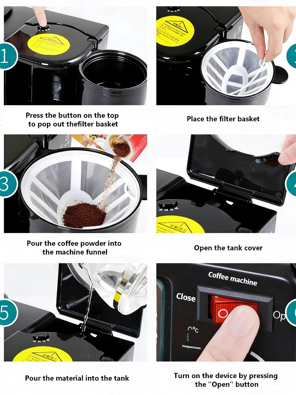 3-in-1 Breakfast Maker Station ¨C Fry Eggs, Toast Bread & Brew Coffee All at Once, Non-Stick Coating, Auto Power-Off Safety Timer, One-Click Operation for Fast Morning Meals