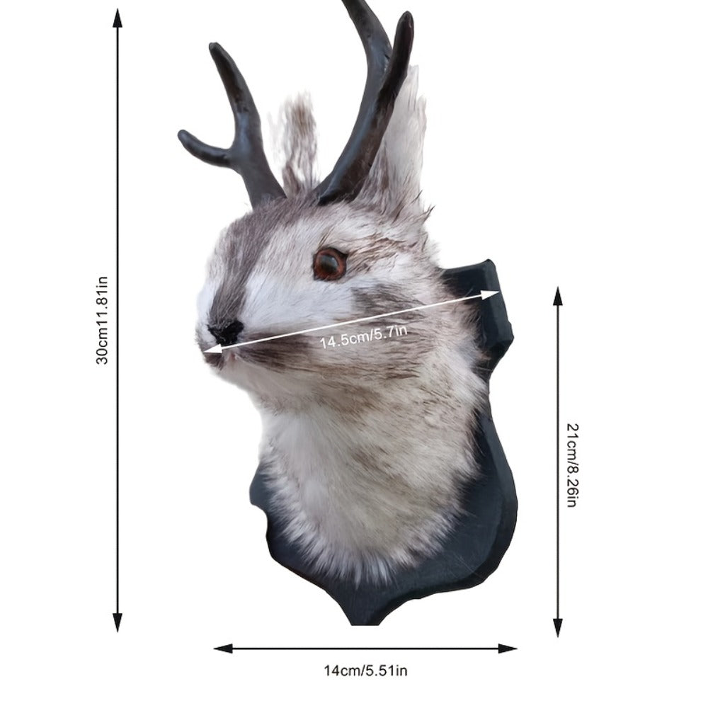 Jackalope Wall Mount Faux Taxidermy Rabbit Head with Antlers - Whimsical 3D Resin Animal Wall Art for Home, Living Room & Office Decor | Retro Fauxidermy Gift for Birthday, Housewarming & Christmas