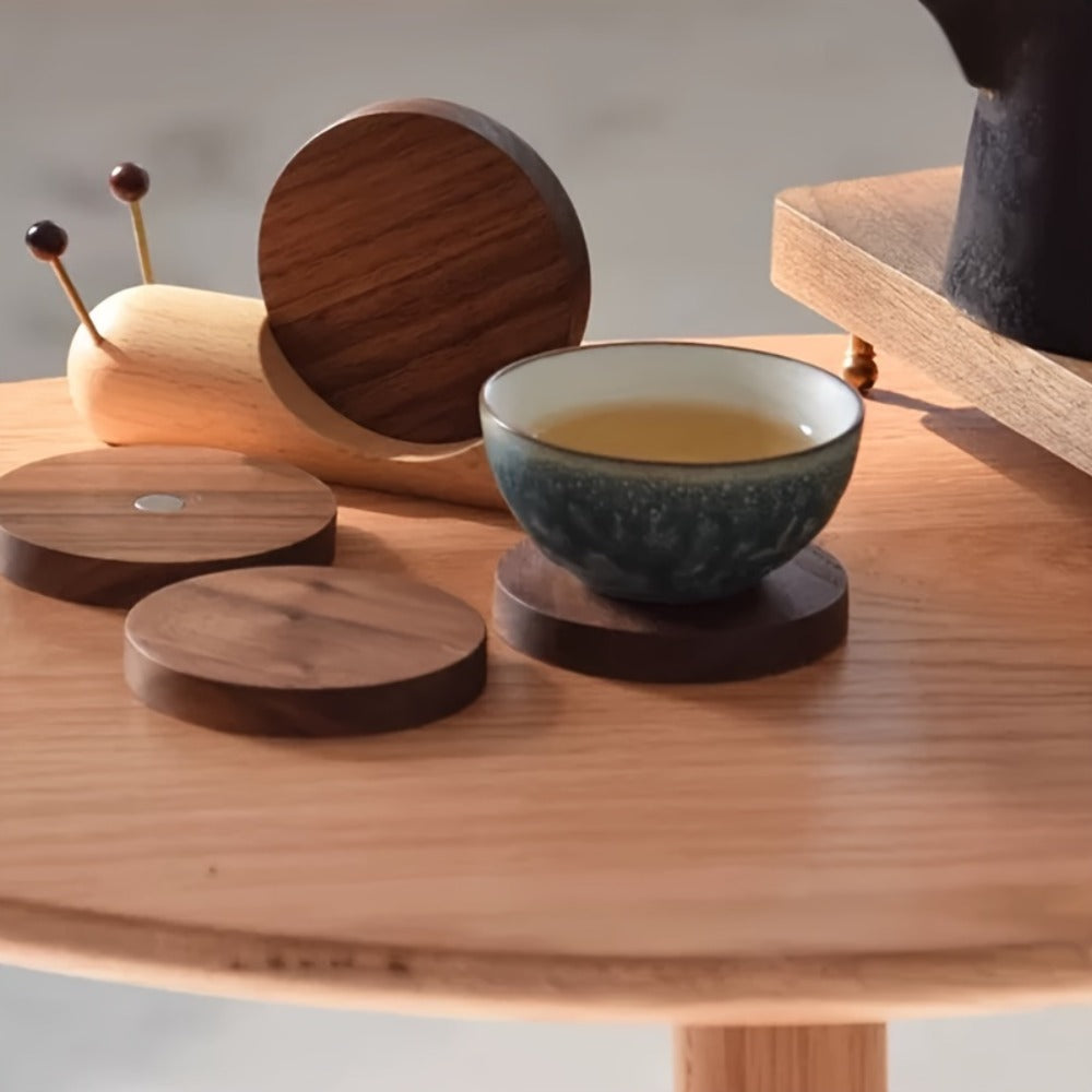 Wood Snail Coaster for Tea & Coffee | Cartoon Creative Heat Insulation Desk Decoration Coaster