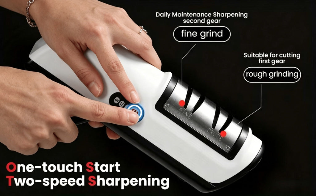 Electric Knife Sharpener USB Rechargeable Professional Knife Grinder & Polisher ¨C Fast Sharpening for Chef Knives, Fruit Knives & Kitchen Blades, Portable Cordless Design for Home & Outdoor Use