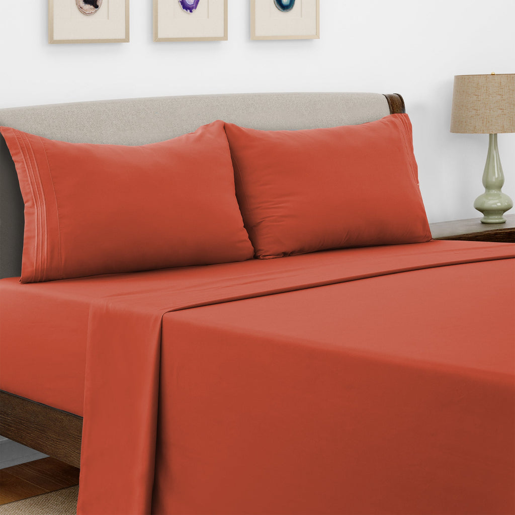 Microfiber Bed Sheet Set 4 Piece - Soft Breathable Deep Pocket 16 inch Fitted Sheet, Flat Sheet & Pillowcases, Wrinkle Fade Resistant Bedding for All Seasons Twin Twin XL Full Queen King Cal King, 24 Colors