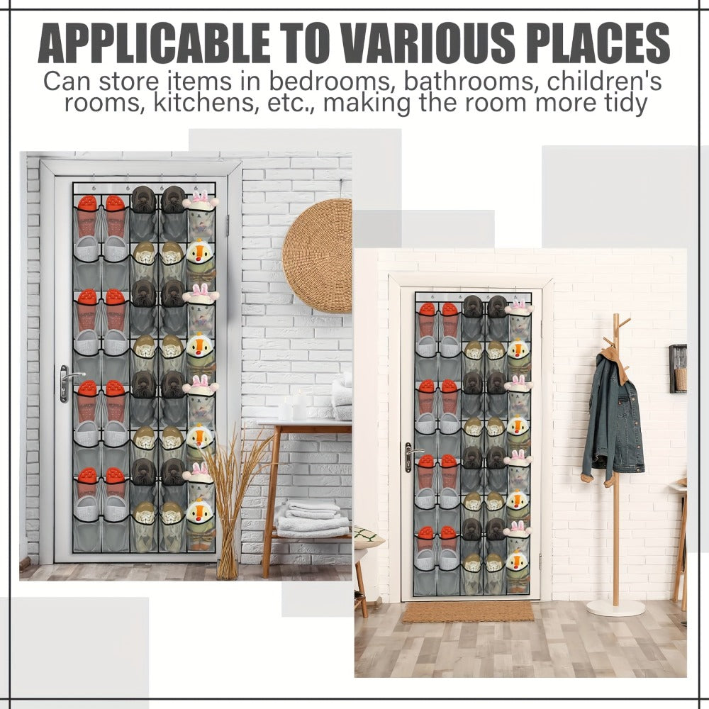 Over the Door Shoe Organizer Hanging Mesh Pocket | 28 35 40 Compartments 7-8 Layer with Hooks | Behind Door Storage Rack for Closet Dorm Room Bedroom Classroom Bathroom