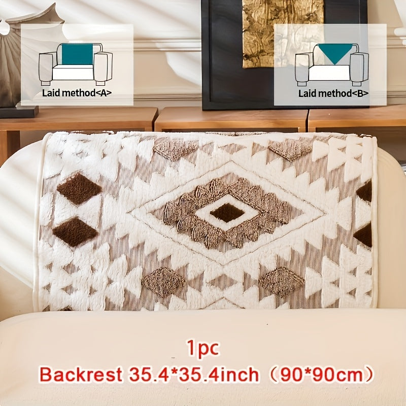 Thick Plush Sofa Cover Non-Slip Pet Friendly Machine Washable Couch Slipcover Furniture Protector for Living Room Bedroom Office Armrest to 4-Seat Multiple Colors