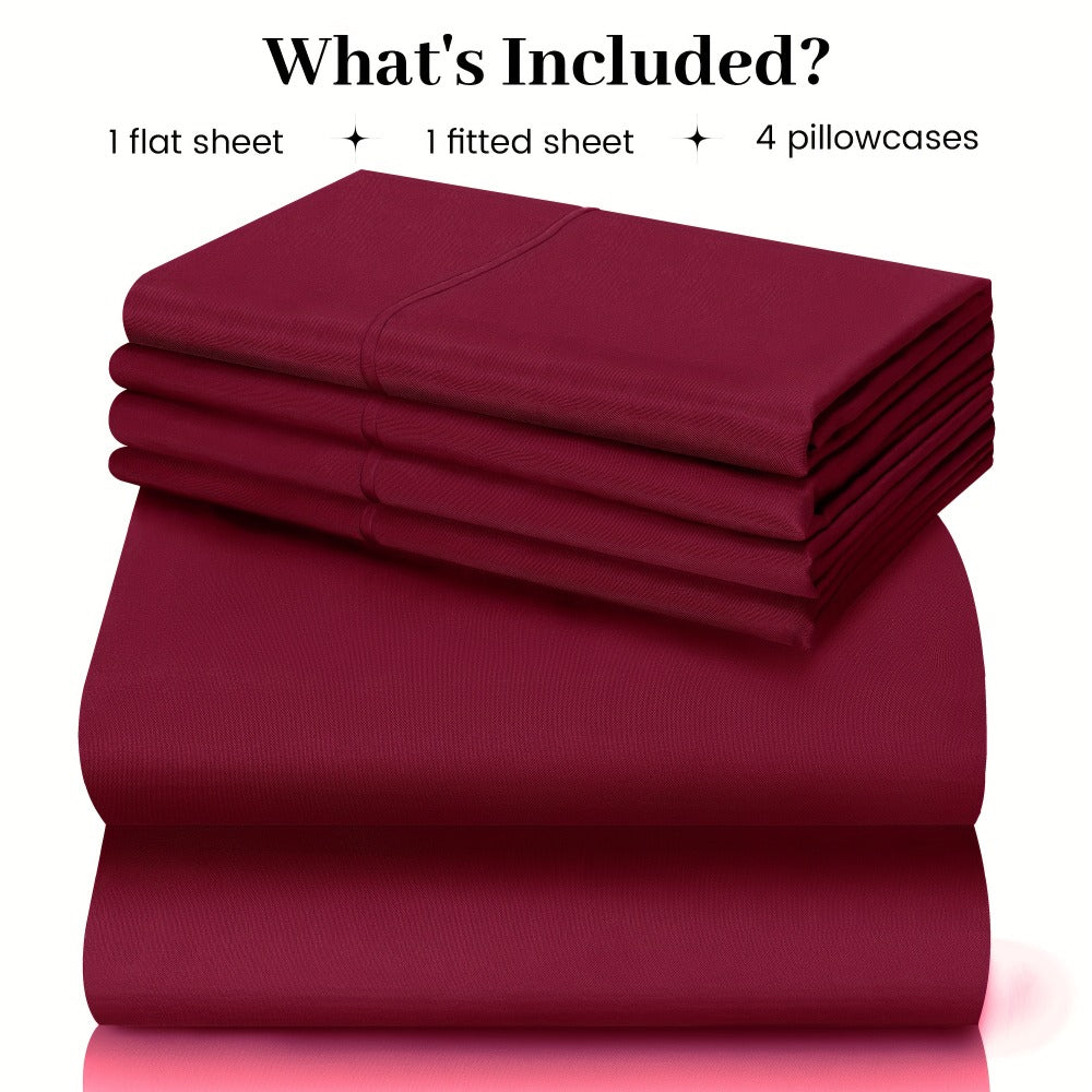 California King Sheet Set 6-Piece Breathable Cooling Bed Sheets Ultra-Soft Hotel Luxury Microfiber 18 Inch Deep Pocket Wrinkle Fade Resistant Flat Sheet Fitted Sheet 4 Pillowcases Multiple Colors