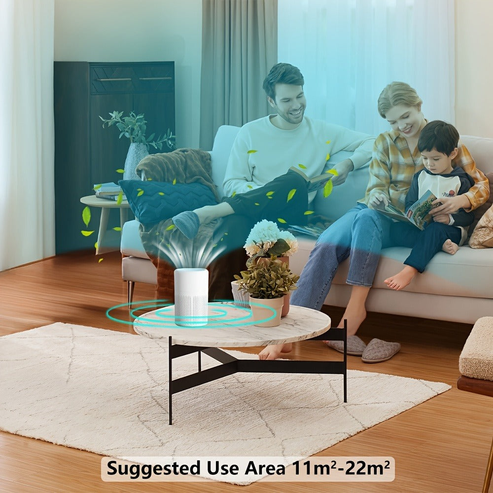 USB Negative Ion Air Purifier with Blue Light & Aromatherapy Box ¨C Removes Dust, Smoke, Formaldehyde, VOCs & PM2.5, Type-C Powered Desktop Air Cleaner for Bedroom, Office & Bathroom, 50 m3/h Airflow
