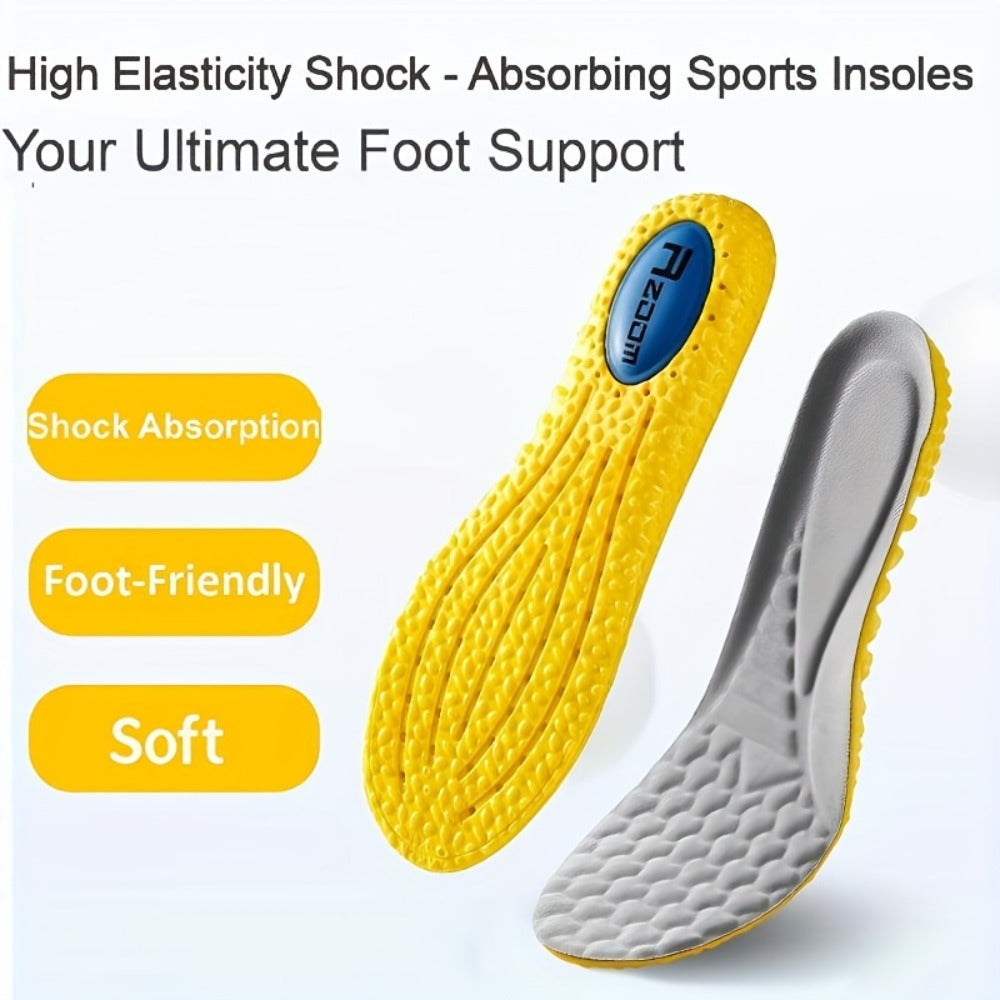 PU Insoles Shock Absorbing 2 Pairs - Full-Length Polyurethane Shoe Inserts with Arch Support, Breathable Moisture-Wicking Odor-Resistant, Knee Protection Heel Pad for Men & Women EU35-46