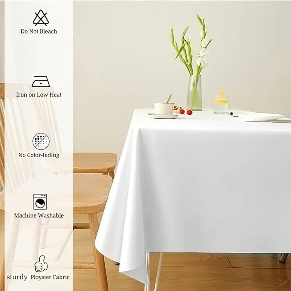 10-Pack White Rectangular Tablecloths 60x102 Inch - Washable Banquet Table Covers for Weddings, Parties & Events