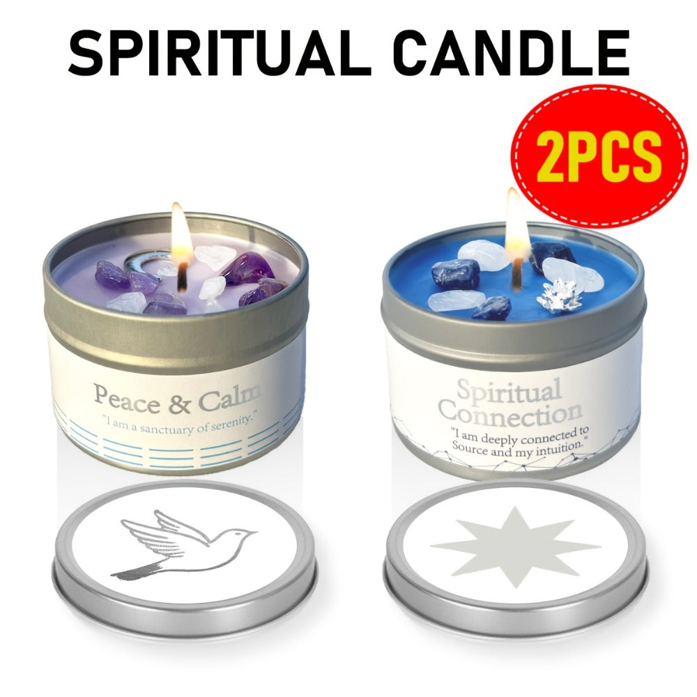 Manifestation Candles Scented Soy Wax with Crystal & Guidance Card for Meditation Yoga Focus | Law of Attraction Abundance Candle | Christmas Birthday Gift for Women