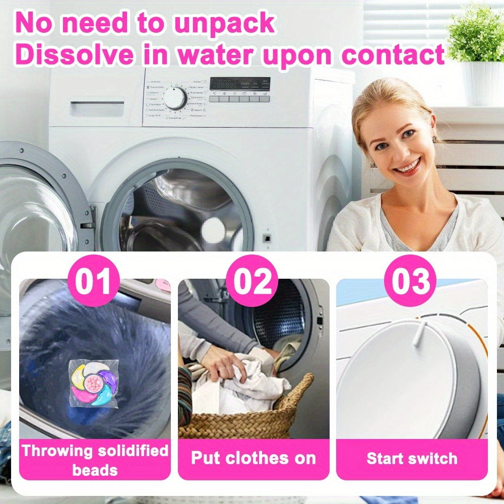 Laundry Detergent Pods 50 Count 6-in-1 Laundry Beads Stain Removal Long-Lasting Fragrance Freshening Beads Deep Clean Fabric Softening Brightening All-in-One Laundry Pods 1 Box