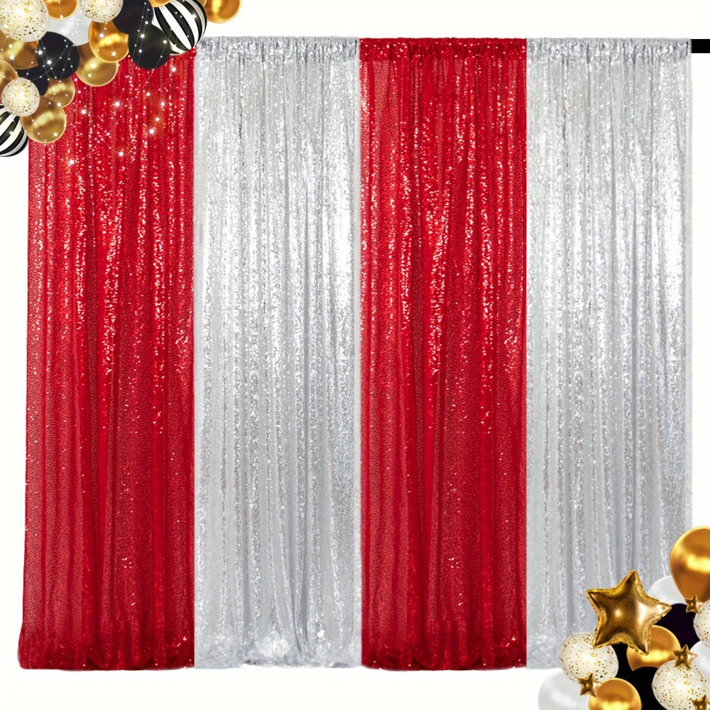 Sequin Backdrop Curtain 4 Panels 2FTx8FT ¨C Shimmer Glitter Background for Wedding Party Photo Booth Decoration