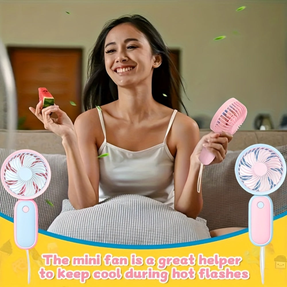 Mini Handheld Fan Bulk 12 Pack | Portable Neck & Wrist Personal Fan, USB Rechargeable, Lightweight Cute Design for Wedding Favors, Festival Party, Travel, Camping & Office Giveaways ¨C Type A & B