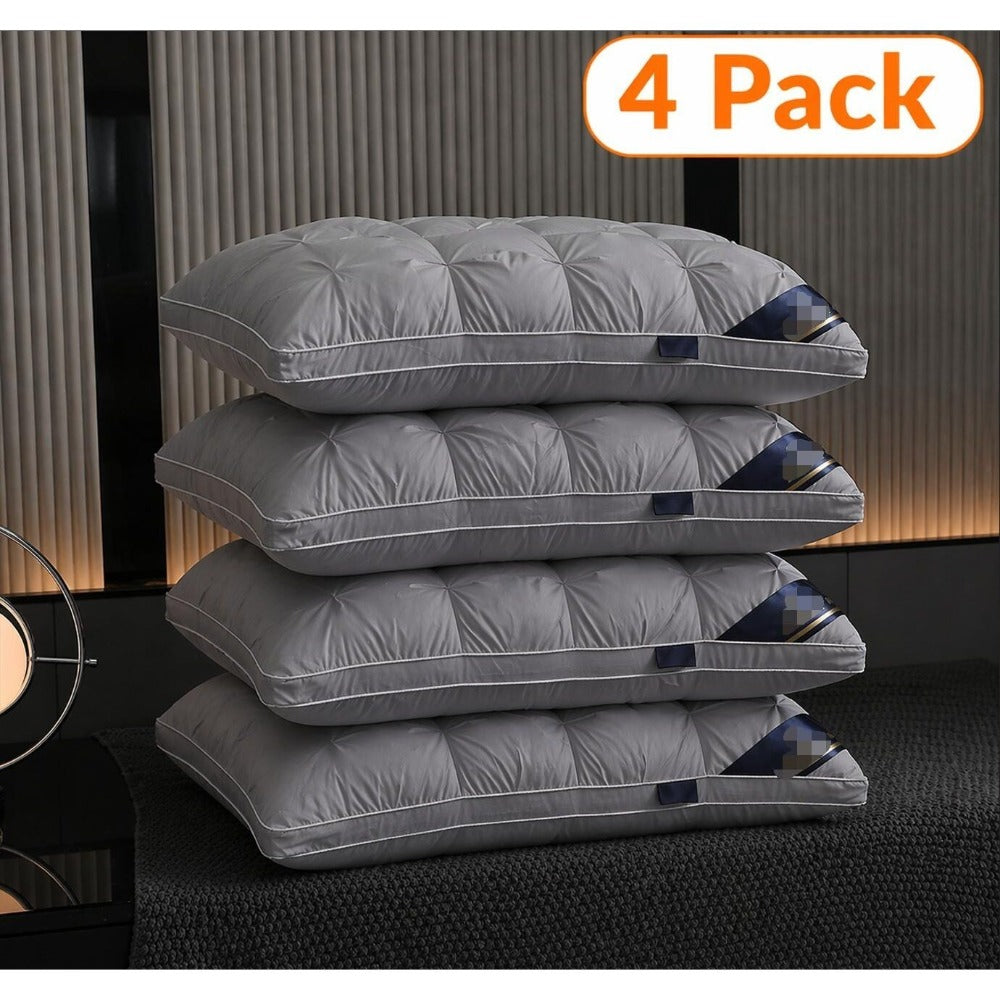 Hotel Quality Pillow Soft Polyester Fiber Bed Pillow with Zipper Closure for Deep Sleep Neck Support, Machine Washable All Season Pillow for Home Bedroom, White Grey 1 2 4 Pack