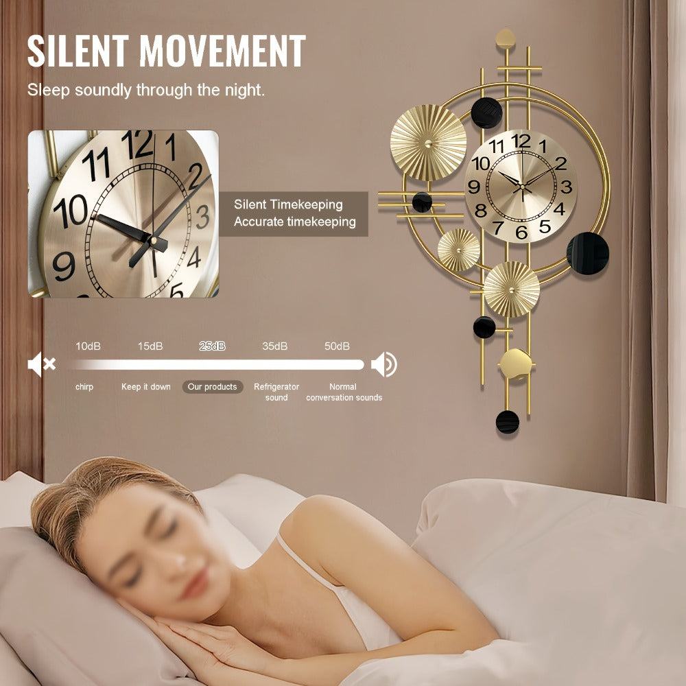 Cast Iron Wall Clock Large Modern Silent No-Ticking Irregular Digital Wall Art Decor for Living Room Bedroom 30.7 x 17.7 Inch Industrial Home Decoration Unique Big Clock