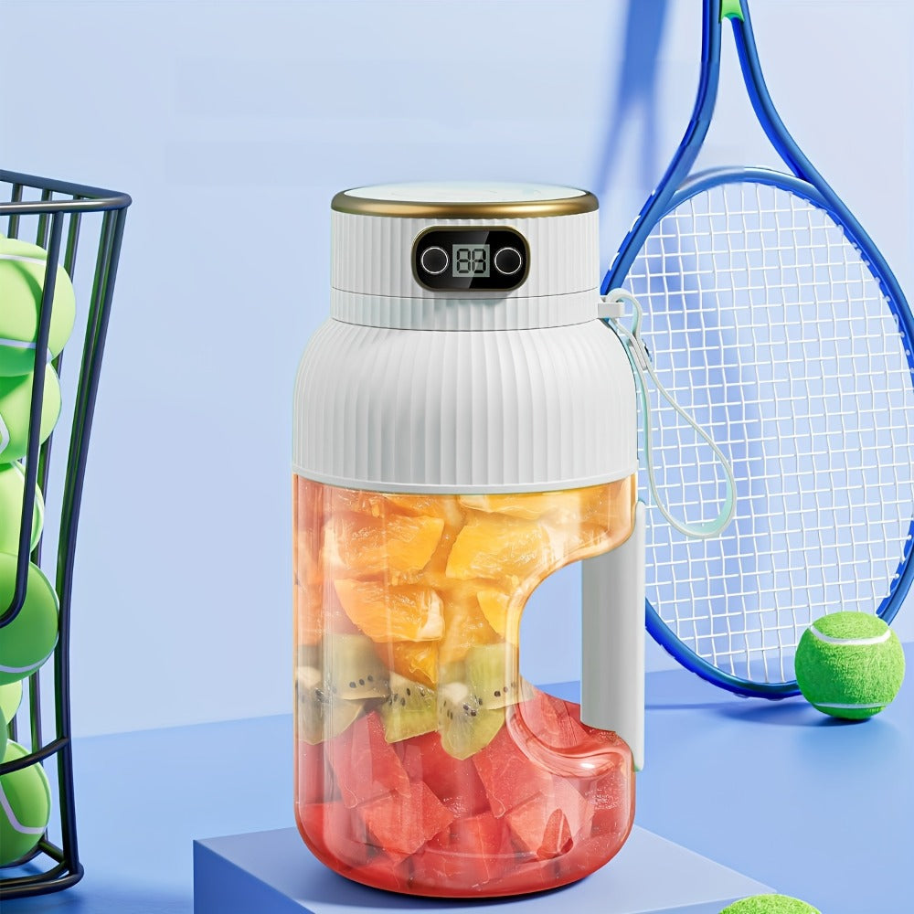 Portable Blender Personal Juicer Cup - Upgraded 10-Blade USB Rechargeable Smoothie Blender for Fruits, Vegetables & Milkshakes, Large Capacity, Digital Display, Travel Cover, Sports & Outdoor Use