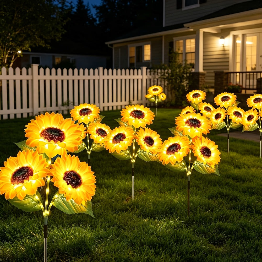 Solar Garden Lights Sunflower LED Outdoor Stake Lights 3-in-1 IP44 Waterproof Solar Powered Lawn Path Landscape Lights for Patio Yard Garden Decor Mother's Day Housewarming Gift