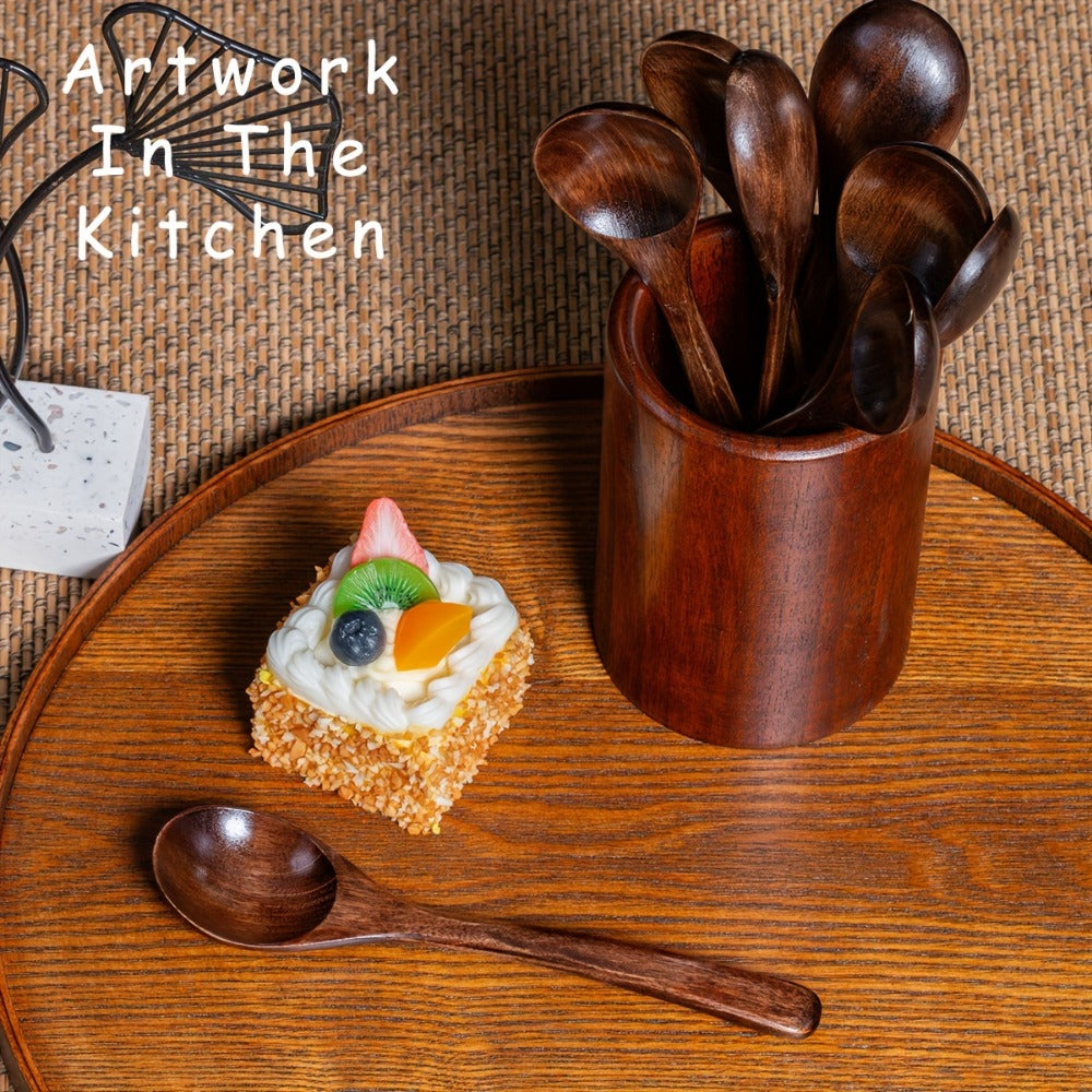 Wooden Spoons for Eating 8pcs ¨C 7.28 Inch Small Wood Teaspoons for Stirring Coffee, Tea, Honey, Cooking & Serving Soup Dessert, Wooden Spoon Set